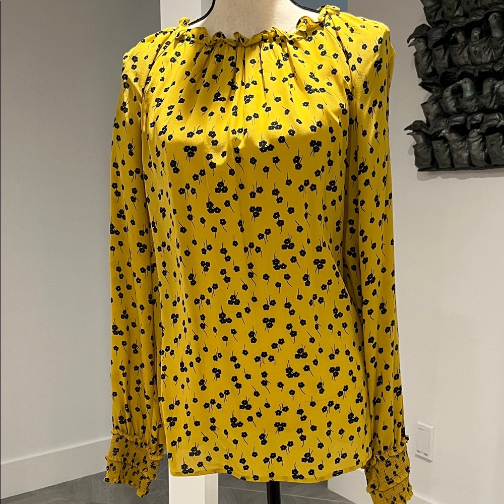 Boden Yellow and Dark Navy Floral Blouse